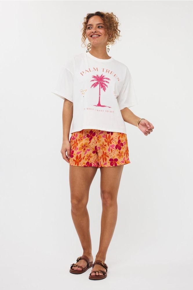 T SHIRT PALM TREES HSS2557 10014 OFF WHITE/MULTI